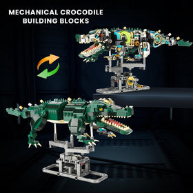 QJYAMK mechanical crocodile light feature adds dramatic illumination to shelves.