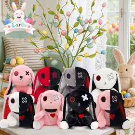 Qleewei bunny plush on shelf as spooky room decor