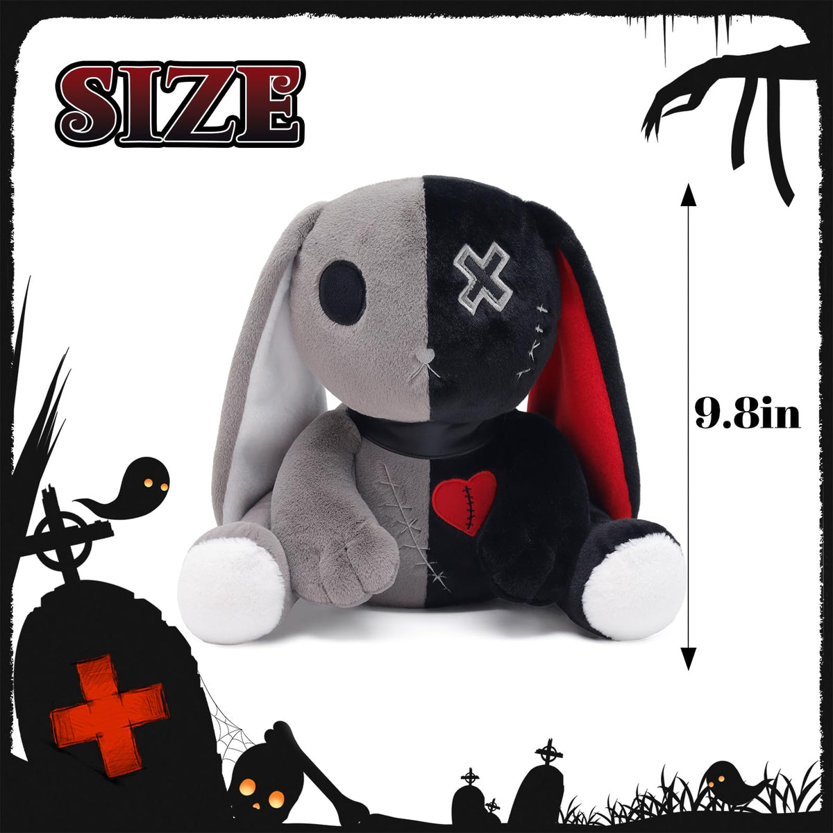 Qleewei goth bunny plush black 25cm spooky yet cuddly accent