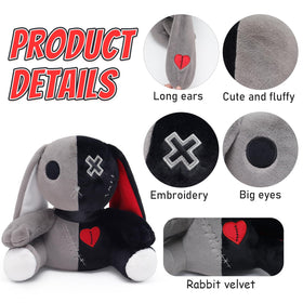 Qleewei goth bunny plush closeup soft fur detail