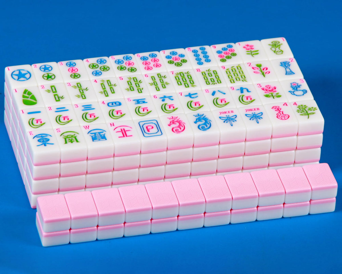 QLKLIKEBF American Mahjong Set Pink Tiles for an engaging game night with vibrant visuals.