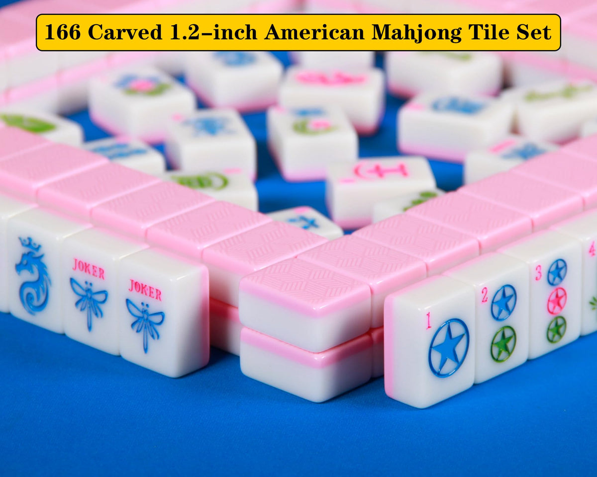 QLKLIKEBF Close-up of melamine Mahjong tiles highlighting durable surface.