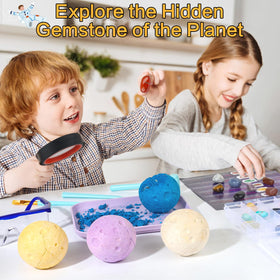 QLKUNLA Gemstones Dig Kit educational-activity supports hands-on learning and fine motor skills