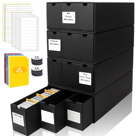 QLOUNI trading card storage box with 12 boxes organized for a large collection