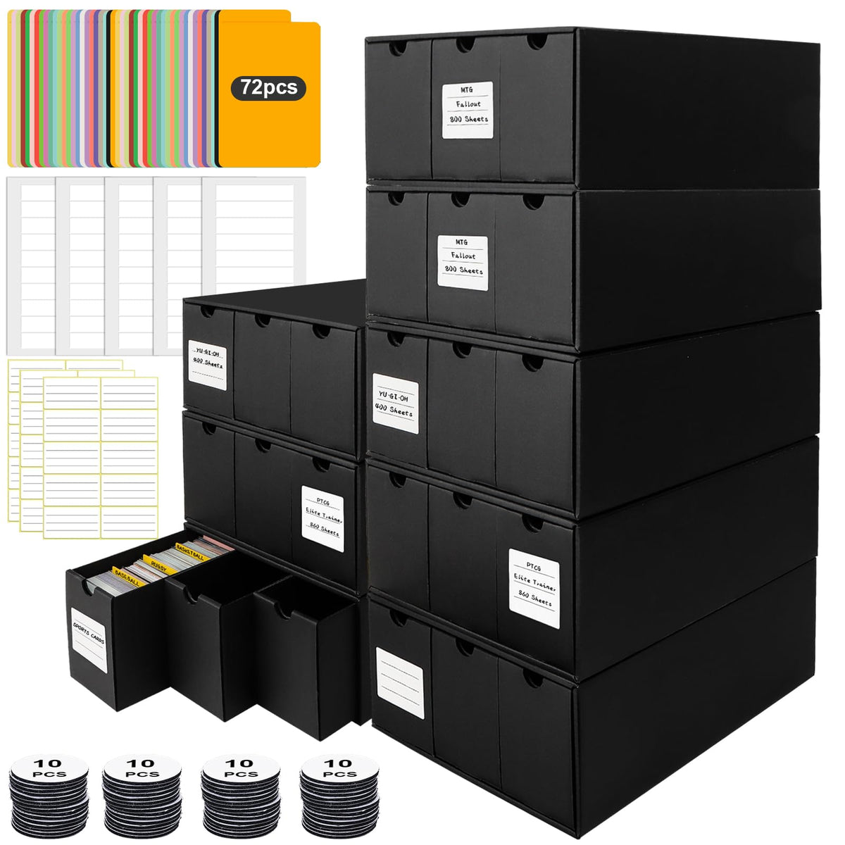 QLOUNI trading card storage box with 24 card boxes keeps your collection organized and accessible.
