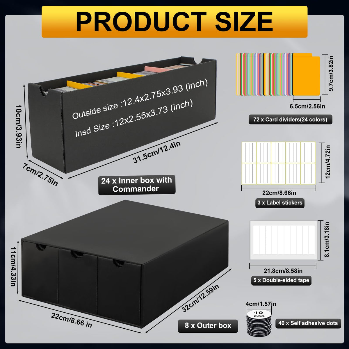 QLOUNI storage box with colorful card dividers helps you sort by category for faster access.