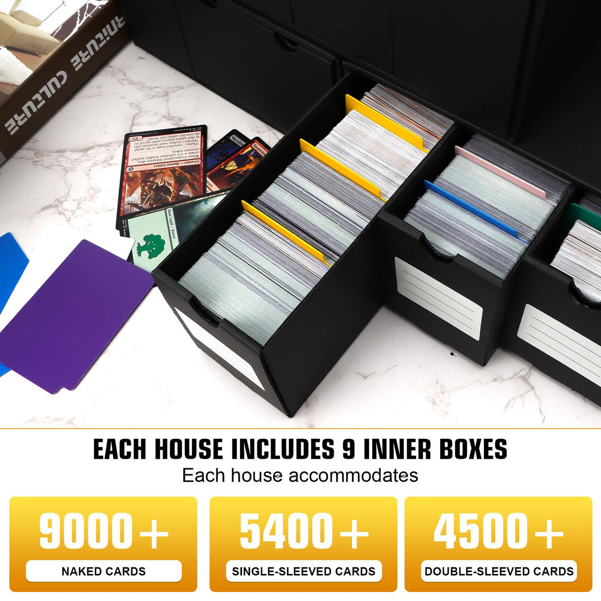 QLOUNI card dividers in eight colors enabling fast sorting by set or color