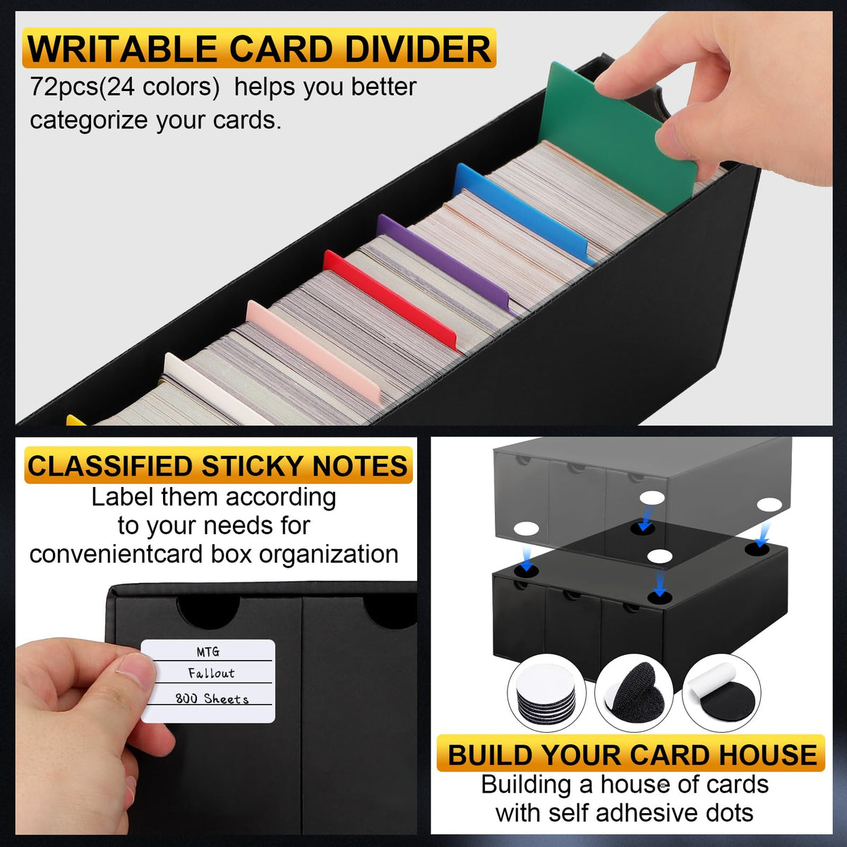 QLOUNI box includes label sheets to quickly label sets and retrieve cards.