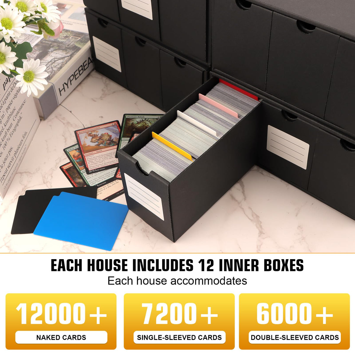 QLOUNI sturdy corrugated cardboard construction protects cards from dust