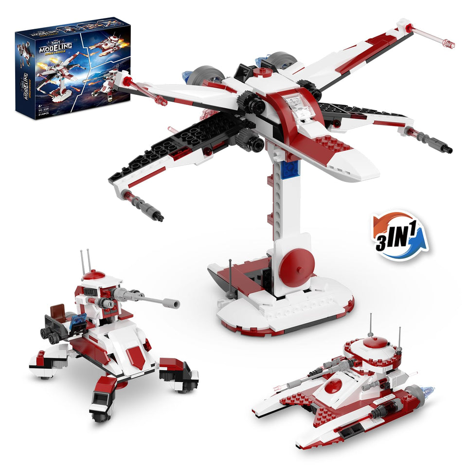 QLT QIAOLETONG 3in1 space vehicle building set on display for imaginative play and STEM exploration