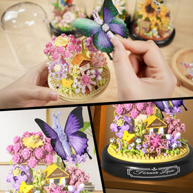 QLT QIAOLETONG botanical collection 582 pcs kit highlights detailed petals for realistic display.