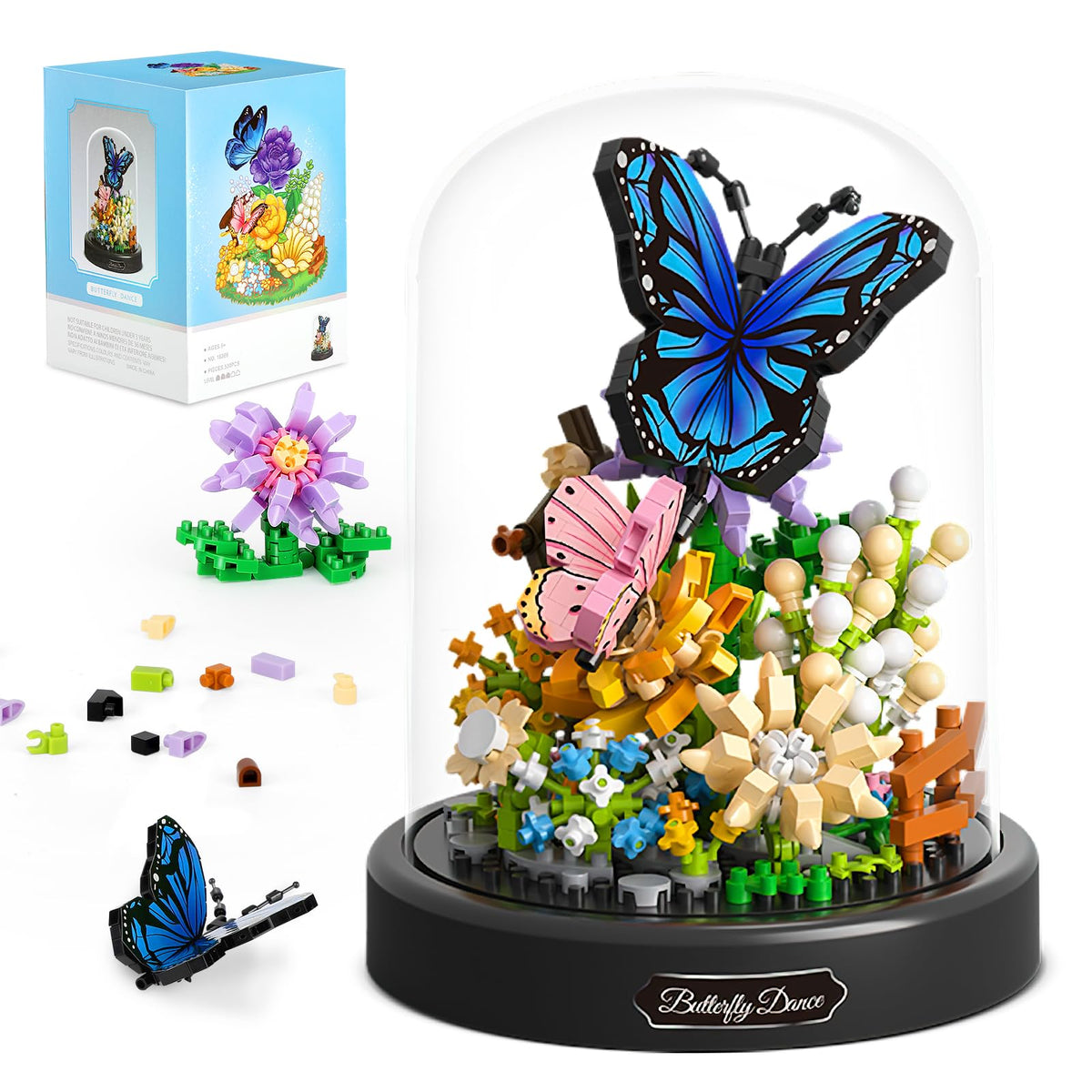 QLT QIAOLETONG butterfly bouquet building kit packaging for gifting and display.