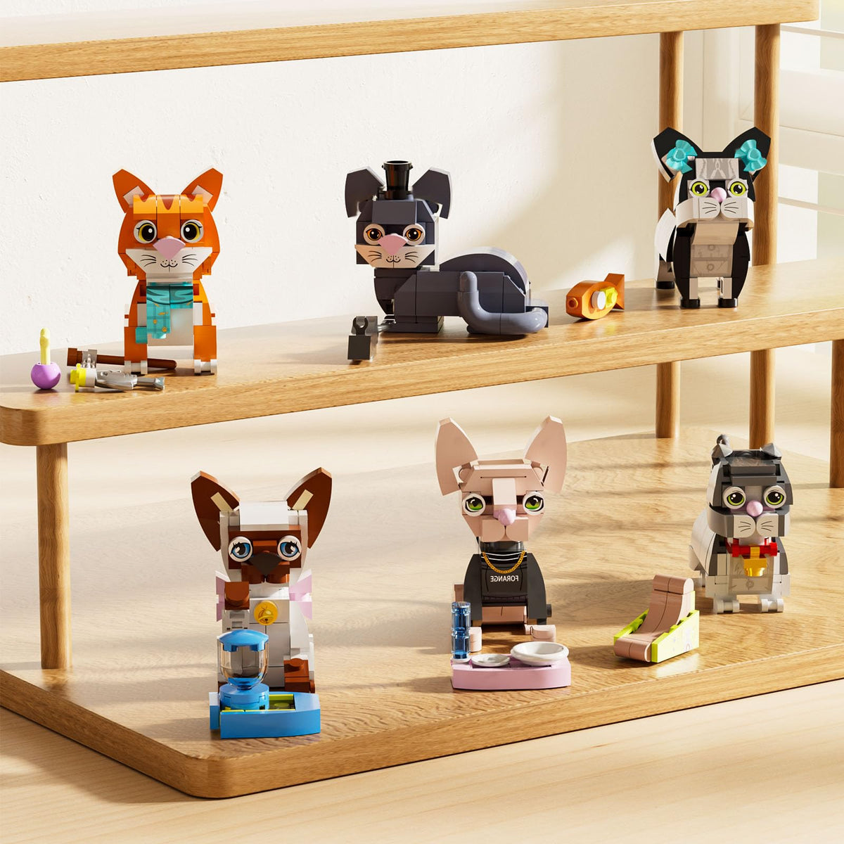 QLT QIAOLETONG cute cat breeds micro blocks for imaginative storytelling.