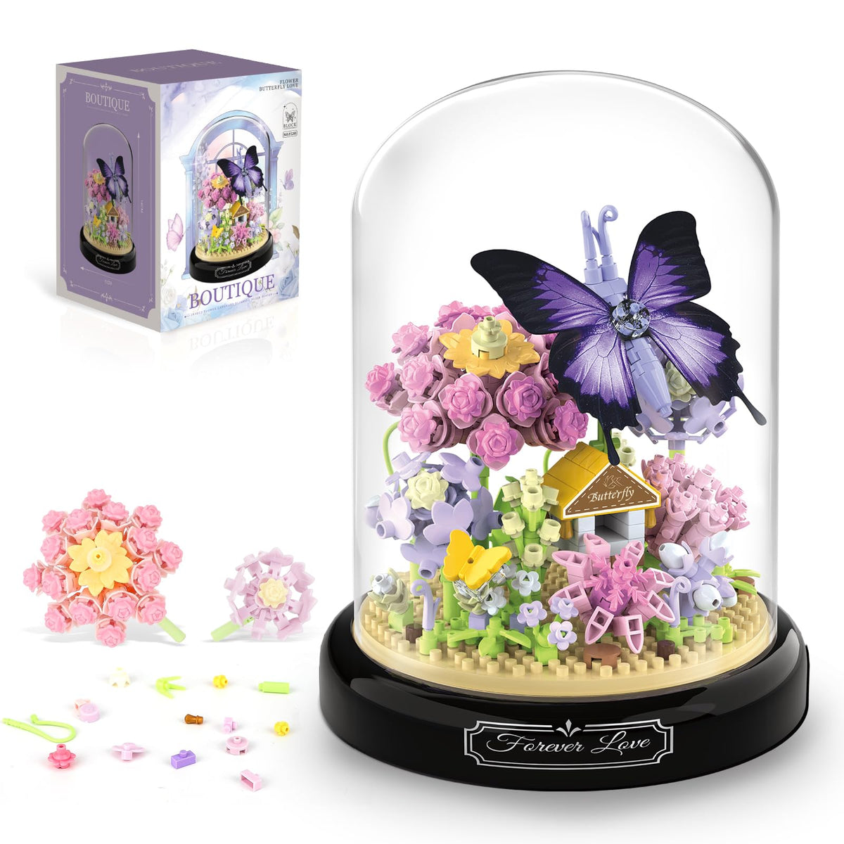 QLT QIAOLETONG flower bouquet building kit cover shows vibrant, long-lasting decor idea.