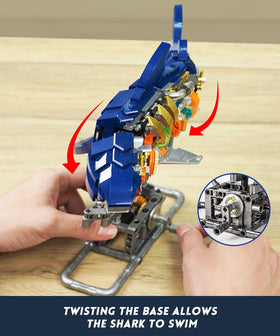 Display base supporting the shark from the Ideas Mechanical Shark Build Set