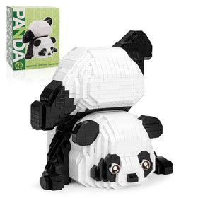 QLT QIAOLETONG panda mini building set close-up with 1325 bricks for detailed assembly