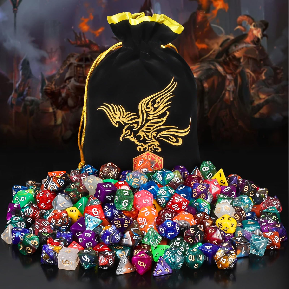 QMay acrylic dice highlight durable, lightweight construction.