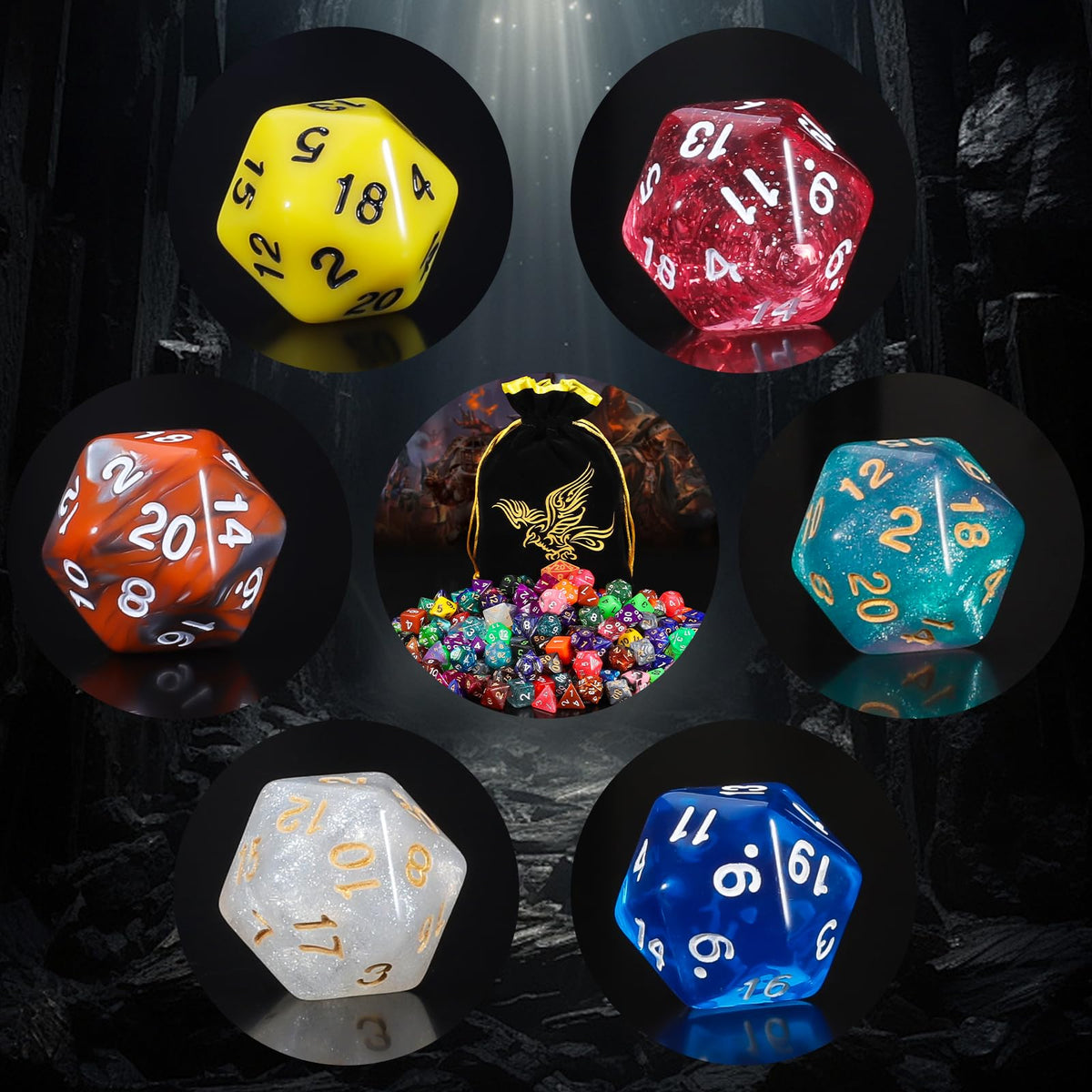 QMay large drawstring bag for organized transport of dice