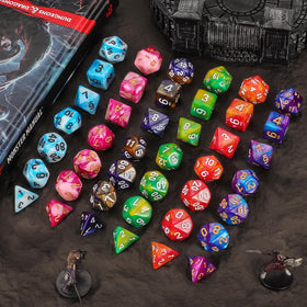 Compact dice bag included for easy storage and transport of QMAY set.