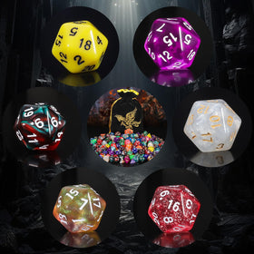 QMay colorful D&D dice close-up showcasing vibrant options for role-playing.