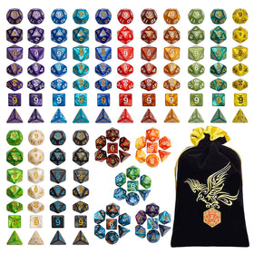 QMay DND dice set with 20 colors for vibrant RPG sessions.