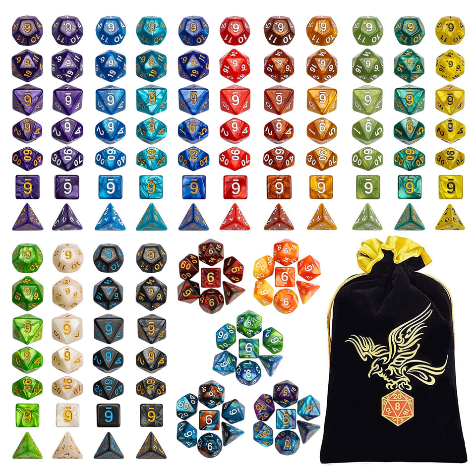 QMay DND dice set with 20 colors for vibrant RPG sessions.