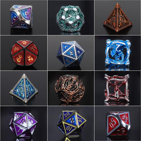 QMAY metal mystery dice D8 with bold numerals for easy readability