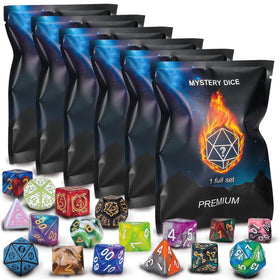 QMAY polyhedral dice 48pcs set in vibrant colors for RPG sessions.