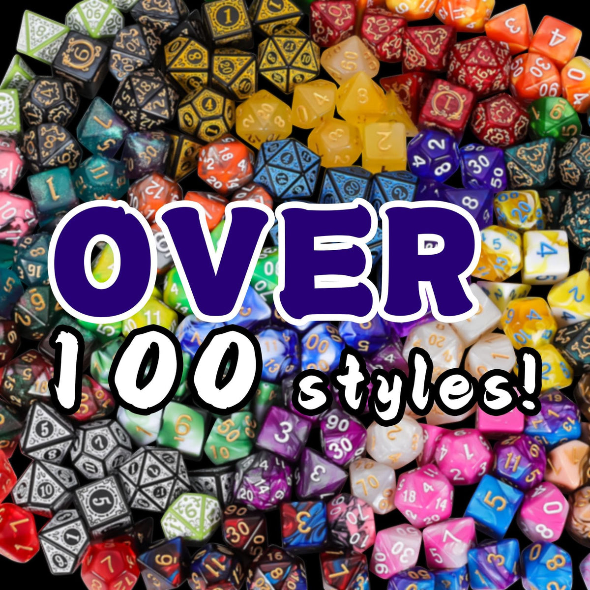 QMAY polyhedral dice set including D4 to D20 for tabletop adventures.