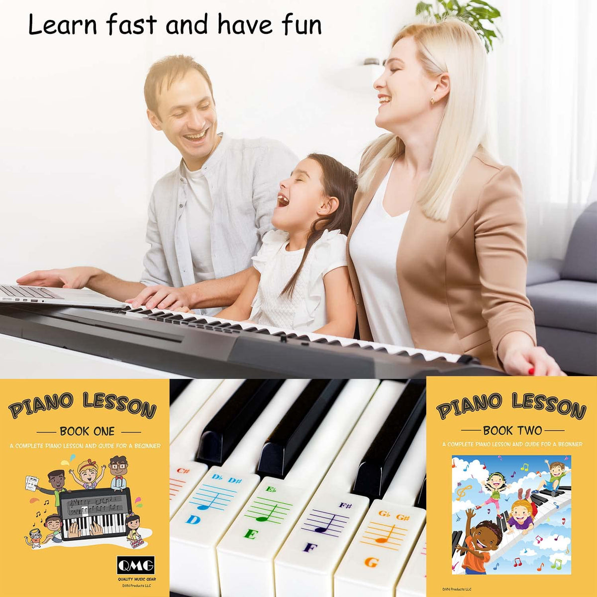 QMG Color-coded notes system helps visual learners memorize notes quickly.