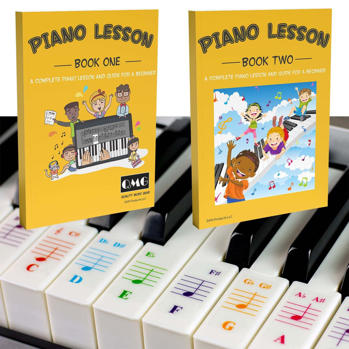 QMG Color Piano Stickers on keyboard aid quick note identification for beginners.
