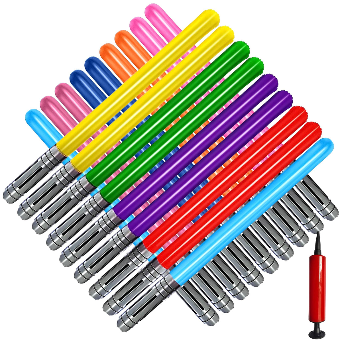 Qneiaym inflatable light sabers in vibrant colors for dynamic party battles.