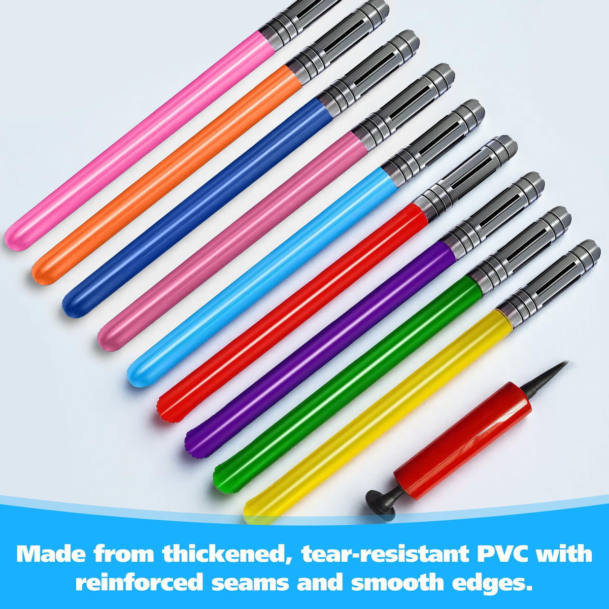 Qneiaym durable PVC sabers with reinforced seams for long-lasting play sessions.