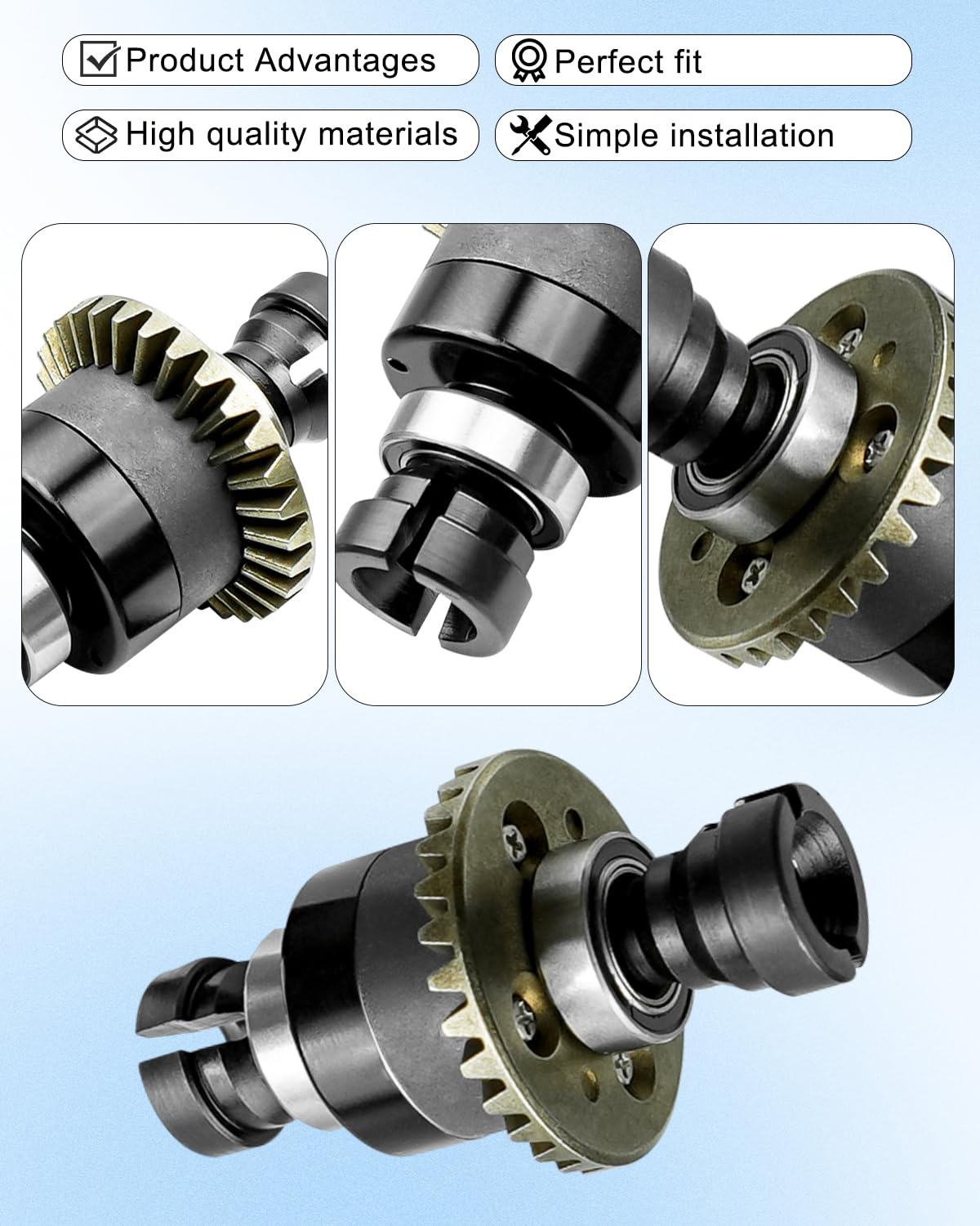 QNHEAY differential component for GROM: durable metal and plastic build resists wear.