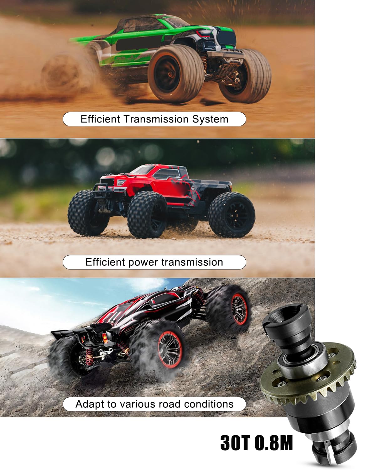QNHEAY differential 30T 0.8Mod V2 for GROM: elevated view highlights robust construction.