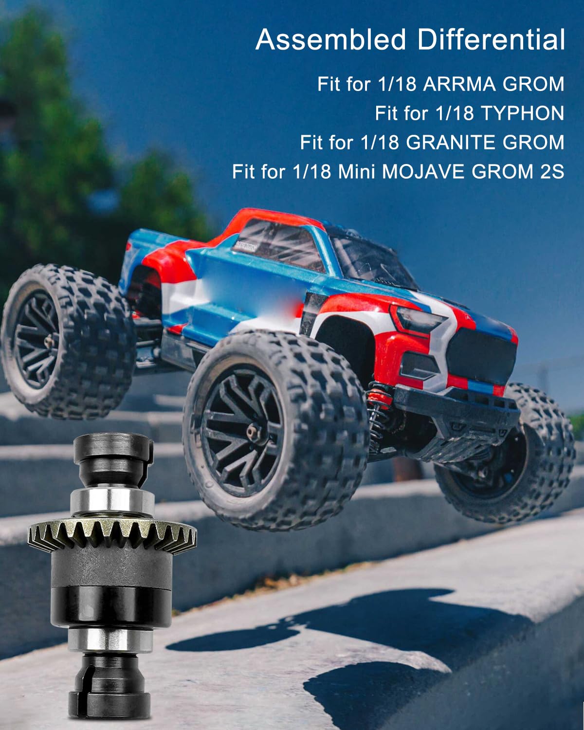 QNHEAY differential 30T 0.8Mod V2 for GROM: traction-focused design enhances grip on varied terrains.