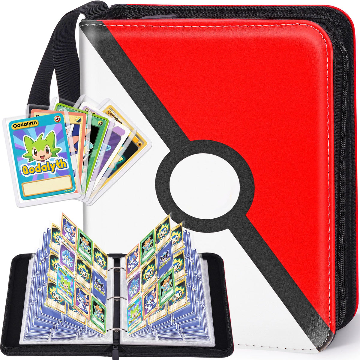 Qodalyth Card Binder front view with nine pockets holding up to 900 cards.