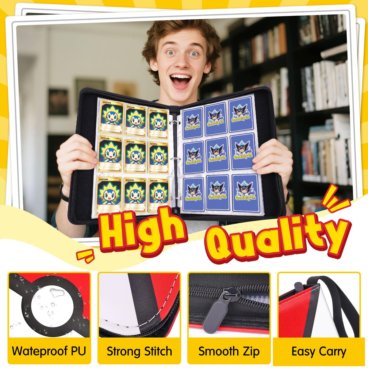 Qodalyth zipper-protected binding keeps cards safe during travel.