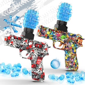 QOGELY gel ball blaster red gun side view for outdoor battles and action-packed play.