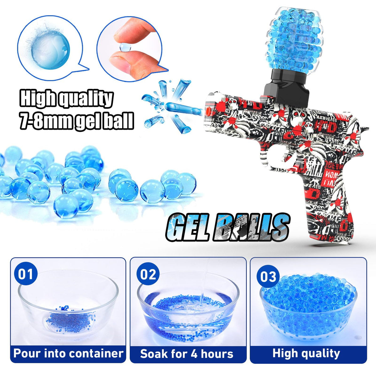 QOGELY gel balls accessory bottle brings extra ammo on the go.