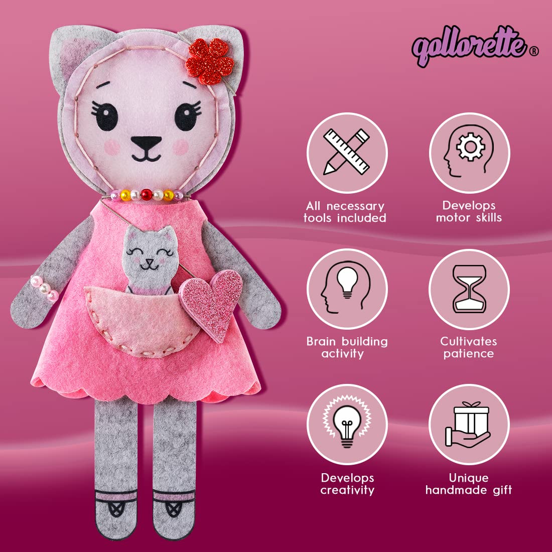 Qollorette beginner tools included, like needles and threads.
