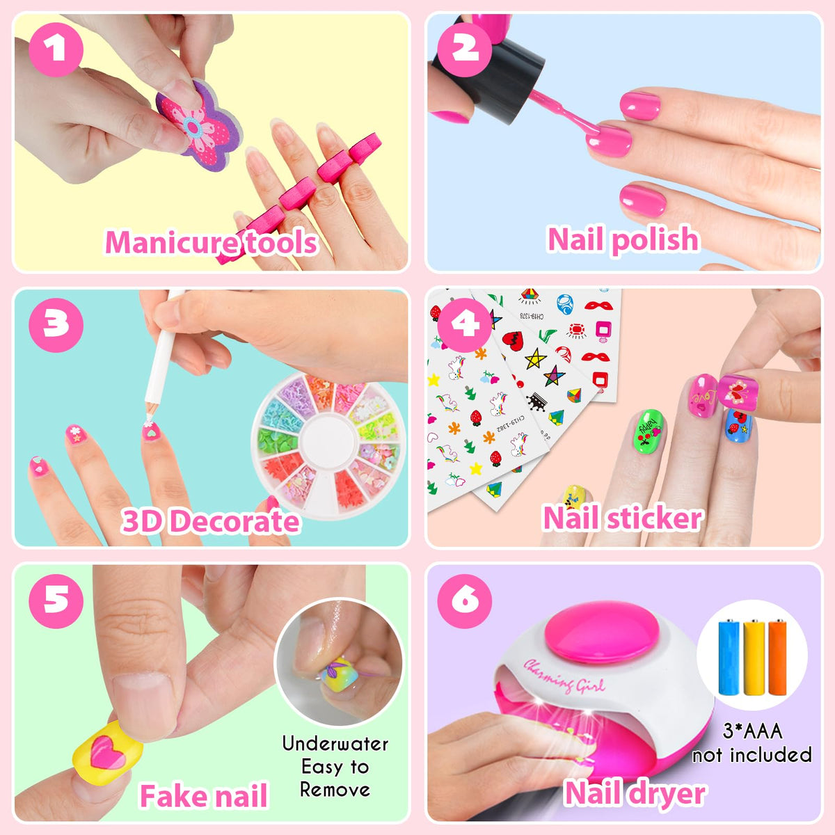 QoQlz Nails Polish Set 3d-art-decoration adds dimensional nail flair