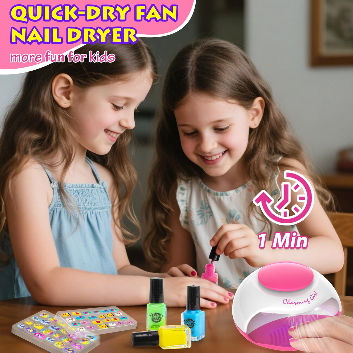 QoQlz Kids Nails Polish Set vibrant nail-polish colors for easy, peelable fun