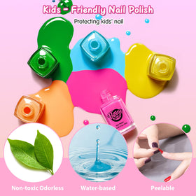 QoQlz Kids Nails Polish Set fake-nails create cute manicures safely