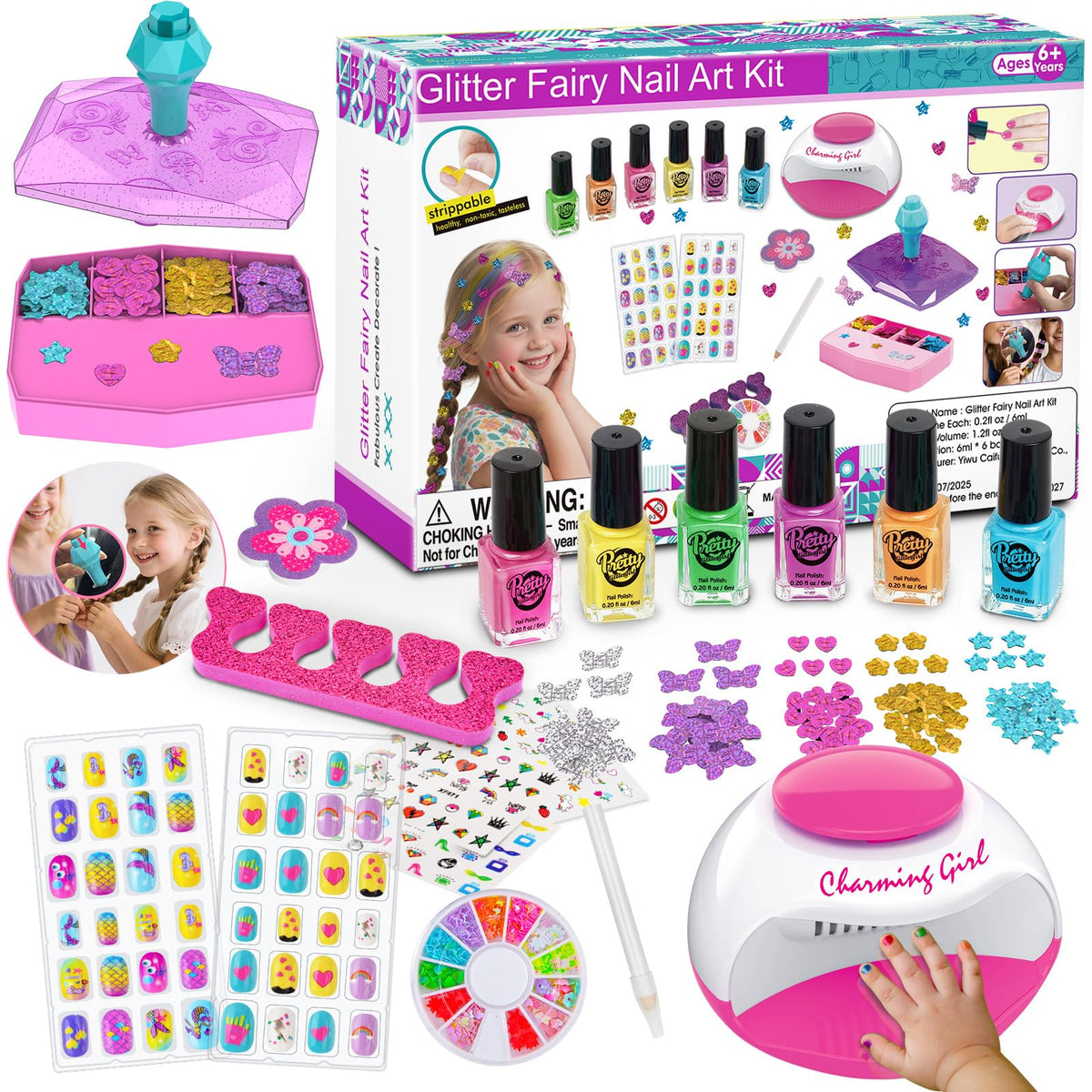 QoQlz Kids Nails Polish Set nail-dryer speeds quick dry for playdates