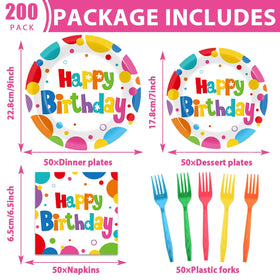 QOUBAI birthday plates 7inch, ideal for snacks and desserts at parties.