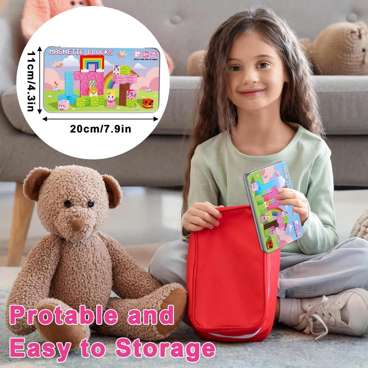 QOUBAI magnetic blocks assembly playset fosters creativity and fine motor skills
