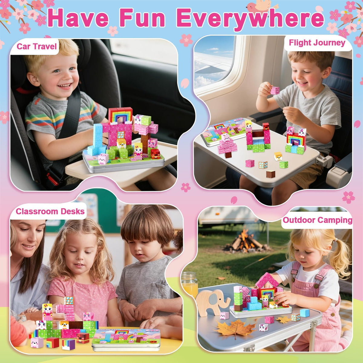 QOUBAI sensory education tiles with textured pieces for tactile exploration