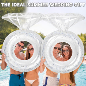 QOUBAI Silver-accent pool decor supports elegant wedding or bridal events.