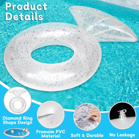 QOUBAI Silver Diamond Ring Design adds sparkle to poolside celebrations and photos.
